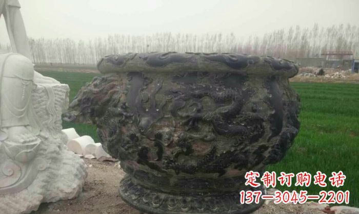 泉州仿古圆形水缸石雕 (2)