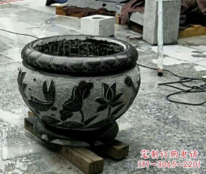 泉州仿古招财水缸石雕 (2)