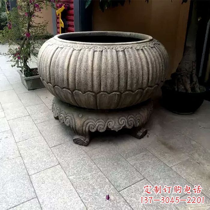 泉州精美仿古石雕花盆雕塑