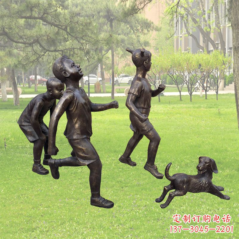 泉州仿铜跑步小孩雕塑