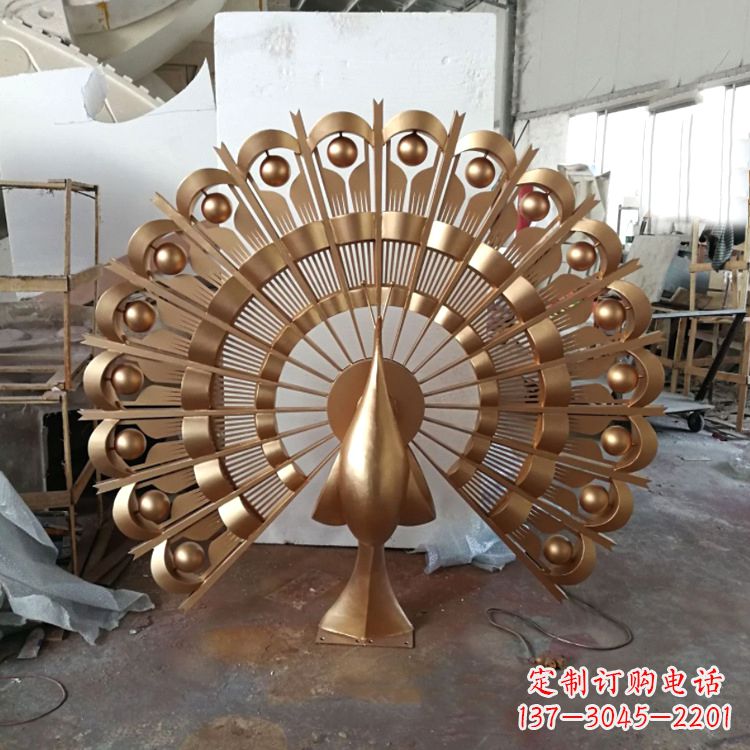 泉州仿铜色不锈钢孔雀雕塑