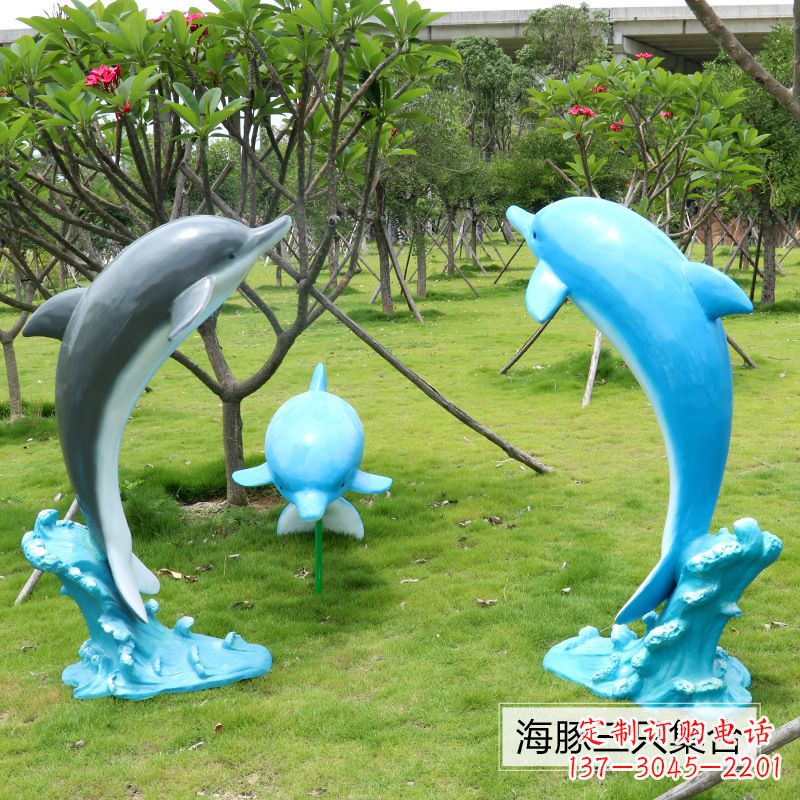 泉州精致仿真玻璃钢海豚雕塑
