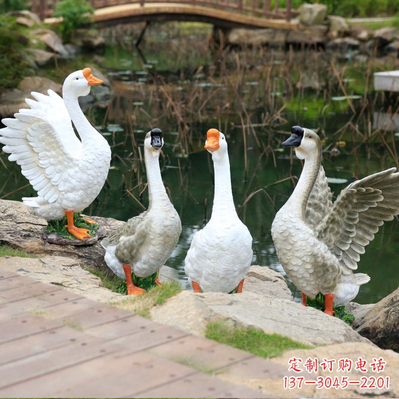 泉州仿真大白鹅摆件花园庭院农场动物雕塑摆件