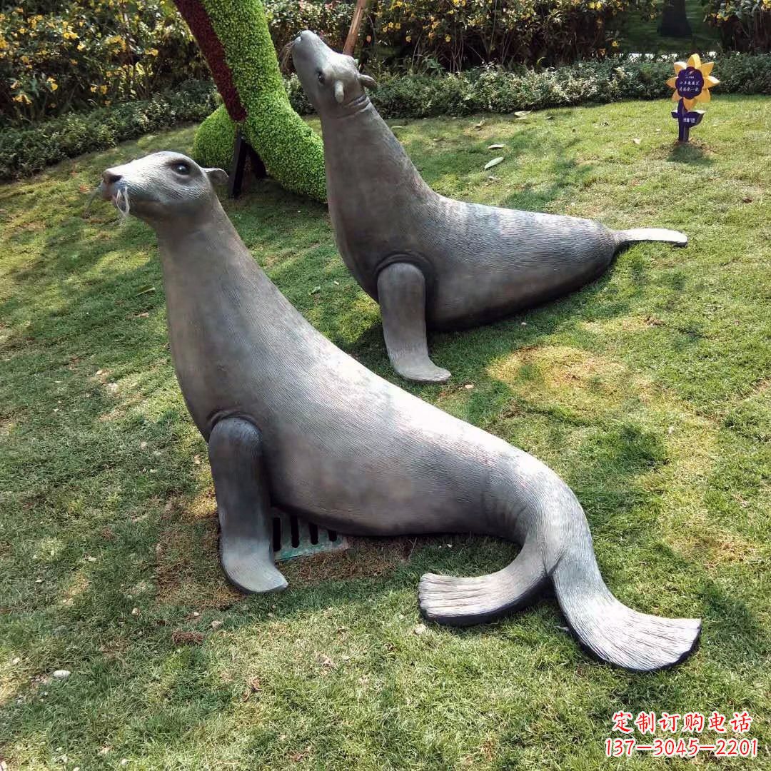 泉州精美玻璃钢海豹雕塑