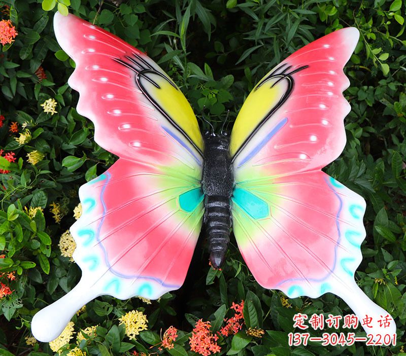 泉州仿真蝴蝶摆件花园园林彩绘动物树脂雕塑