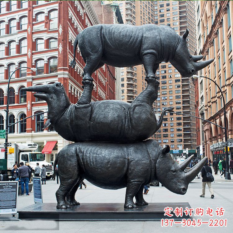 泉州仿真犀牛景观铜雕-城市街道创意动物景观