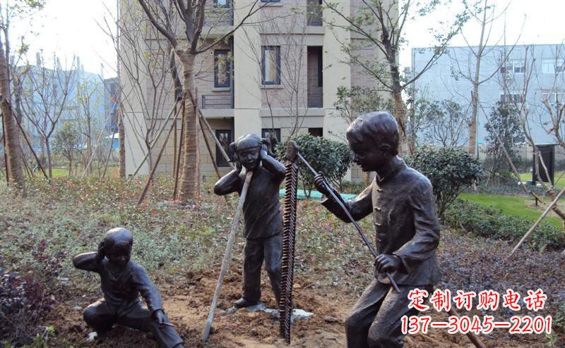 泉州放鞭炮的儿童公园景观铜雕