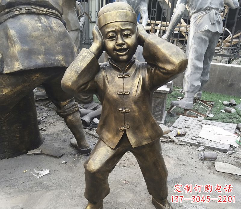泉州儿童放鞭炮铜雕