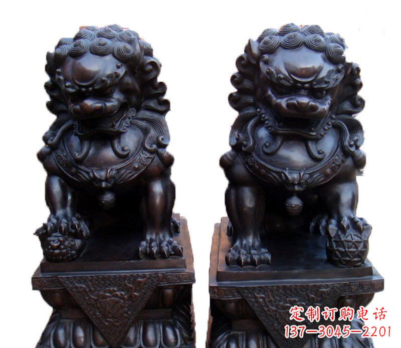泉州风水纯铜故宫狮子摆件铜雕塑