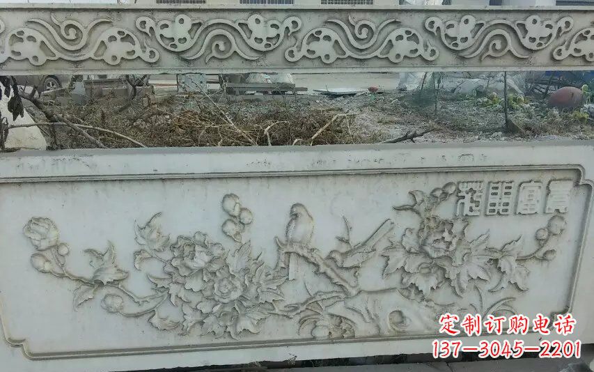 泉州富贵花开石浮雕栏板