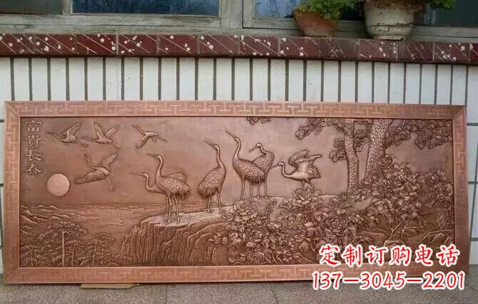 泉州富贵仙鹤浮雕锻铜雕塑