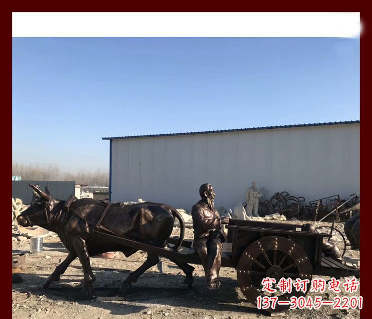 泉州赶牛车的祖孙俩铜雕