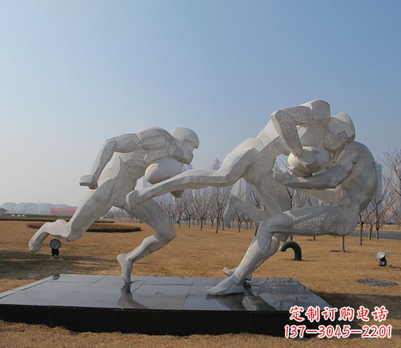 泉州橄榄球不锈钢运动雕塑