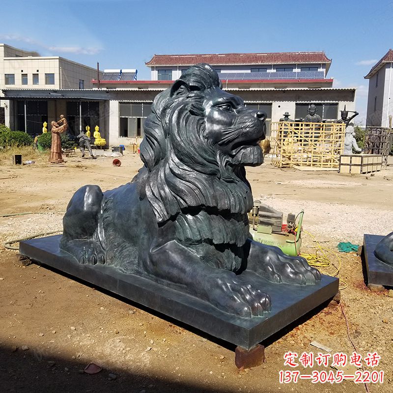 泉州港币狮铜雕塑-企业商场大门动物雕塑