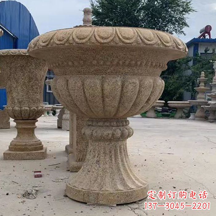 泉州优雅高墩欧式石雕花盆