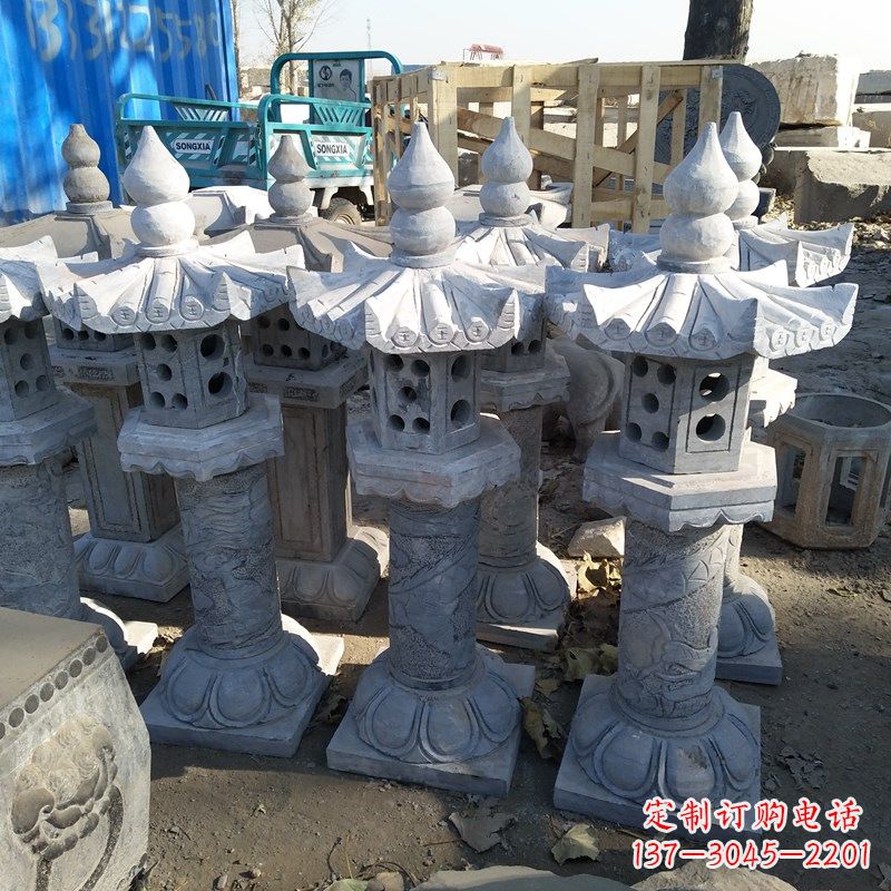 泉州高墩青石中式灯笼雕塑
