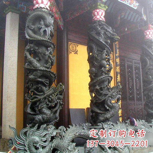 泉州高浮雕龙柱铜雕塑