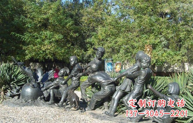 泉州铜雕萝卜儿童拔萝卜雕塑