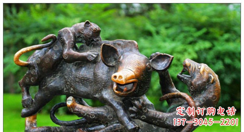 泉州艺术精美的豹子铜雕