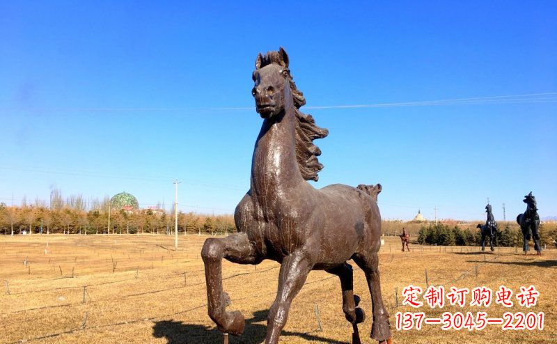 泉州公园奔跑的马动物铜雕 (3)