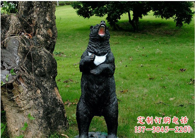 泉州公园玻璃钢仿真黑熊雕塑