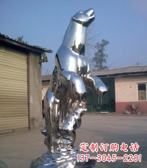 泉州公园不锈钢抽象北极熊动物雕塑