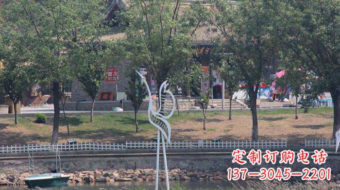 泉州公园不锈钢抽象动物仙鹤雕塑