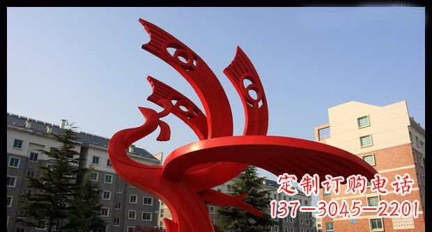 泉州公园不锈钢抽象凤凰雕塑  