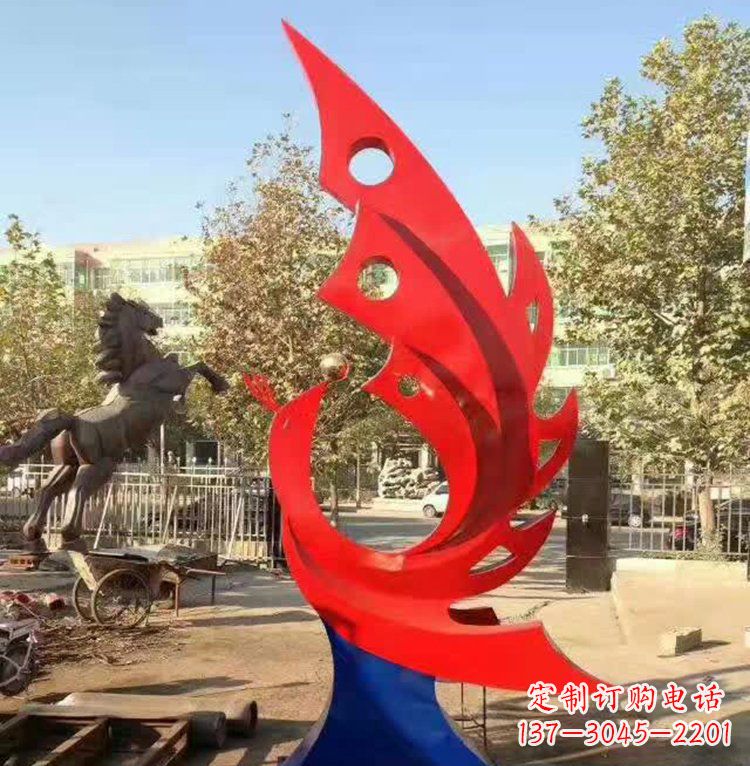 泉州公园不锈钢抽象凤凰雕塑 (2)