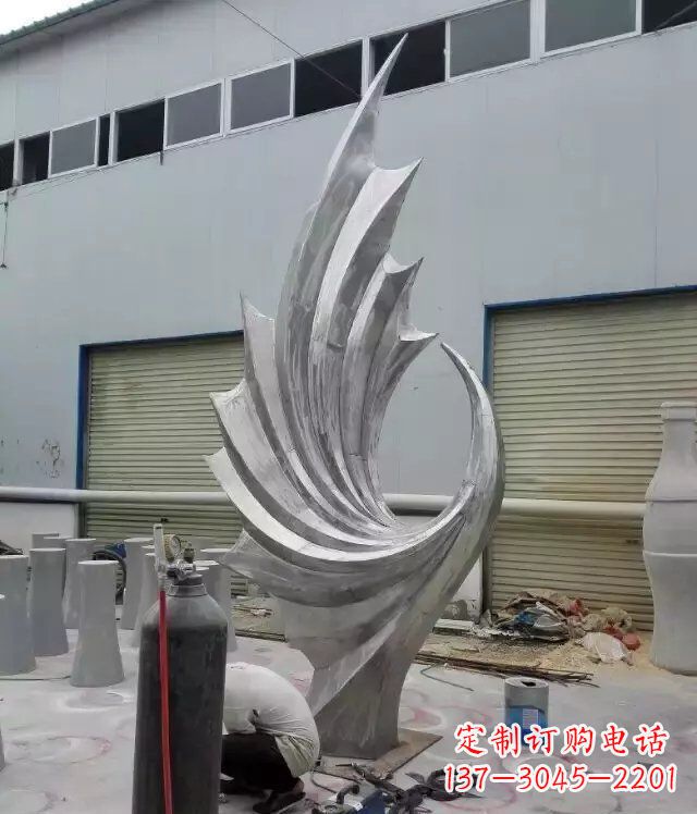 泉州公园不锈钢抽象凤凰雕塑 (5)
