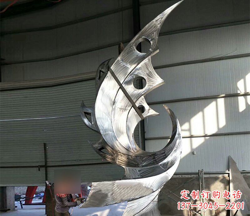 泉州公园不锈钢抽象凤凰景观雕塑 (3)