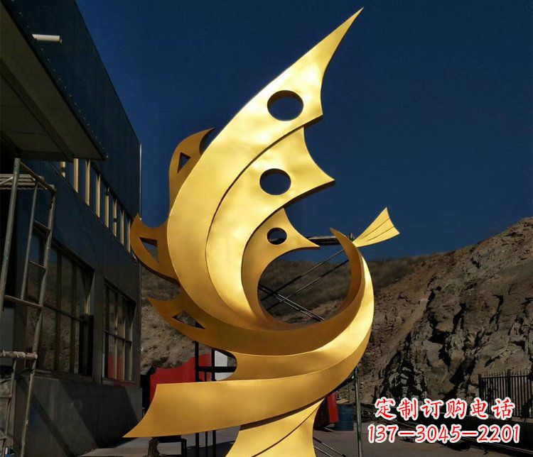 泉州公园不锈钢抽象凤凰景观雕塑 (2)