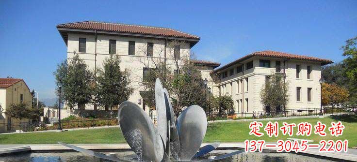 泉州抽象花朵不锈钢喷泉雕塑