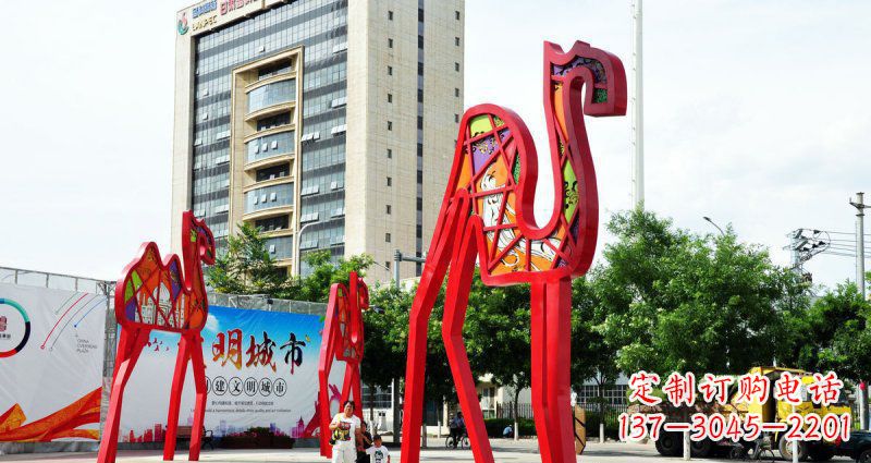 泉州公园不锈钢抽象骆驼动物雕塑