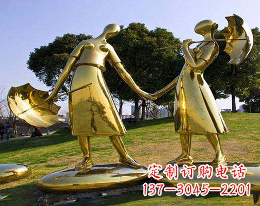 泉州长伴相守,情缘两生——不锈钢抽象情侣雕塑
