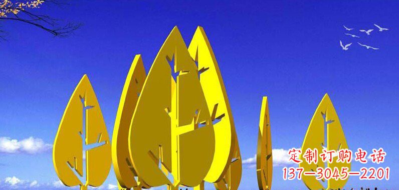泉州抽象不锈钢树叶雕塑