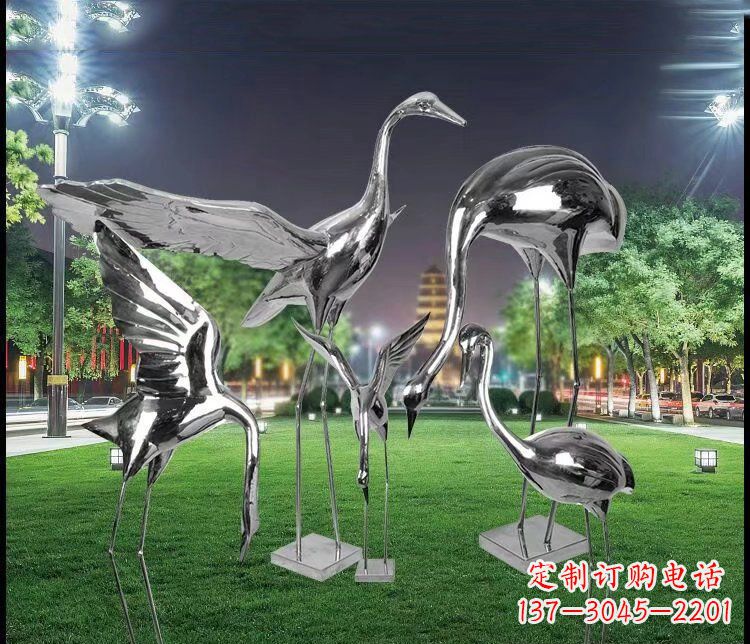 泉州大型不锈钢仙鹤雕塑