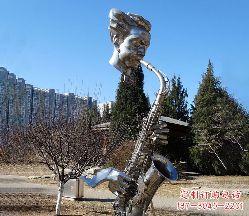 泉州纪念性不锈钢萨克斯头像雕塑