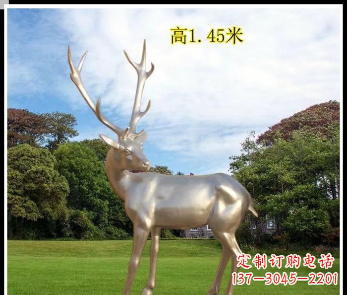 泉州高端室外不锈钢巨型动物鹿雕塑