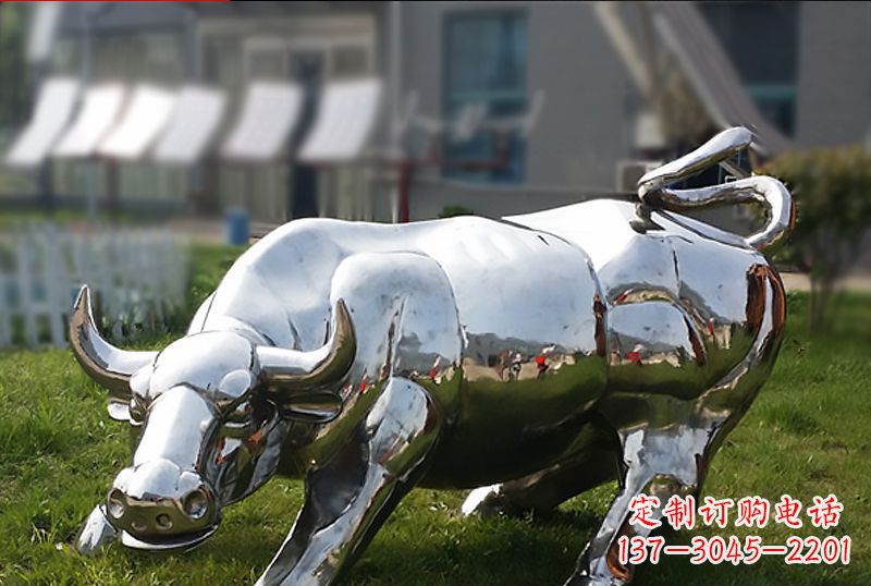 泉州精致美观的高端不锈钢动物牛雕塑