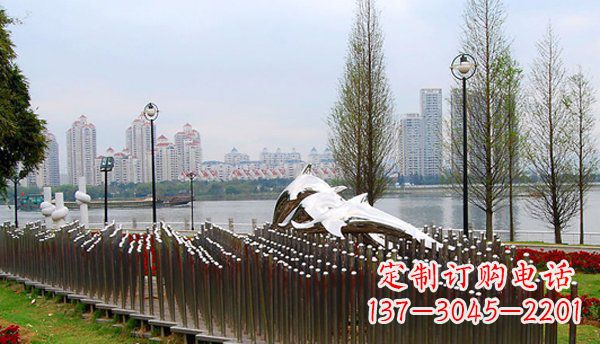 泉州动物主题不锈钢海豚雕塑