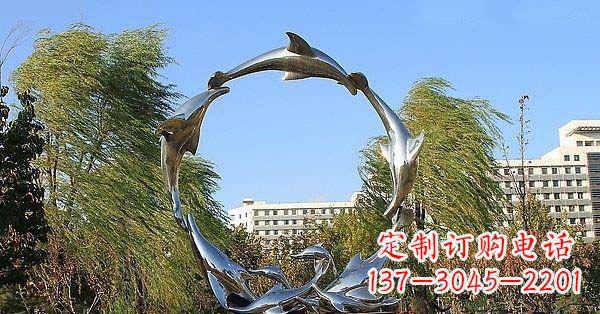 泉州华丽精致的不锈钢海豚雕塑