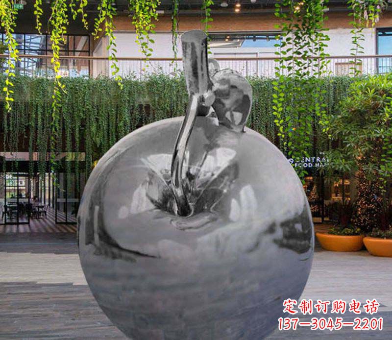 泉州公园时尚不锈钢镜面苹果雕塑