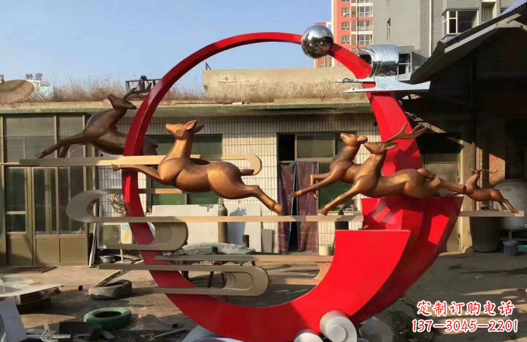 泉州高端不锈钢梅花鹿雕塑