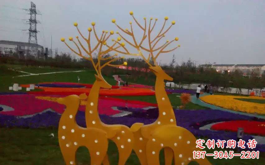 泉州公园不锈钢美陈动物鹿雕塑