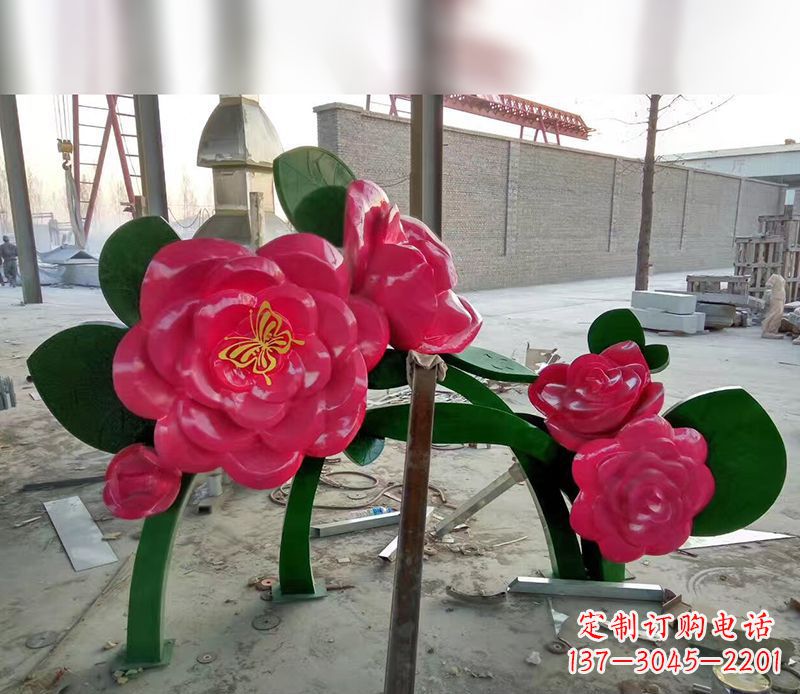 泉州中领雕塑花朵般精美的不锈钢牡丹雕塑