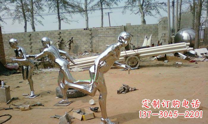 泉州精致美丽的不锈钢跑步女孩雕塑