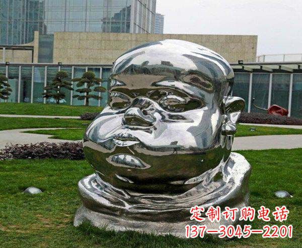 泉州公园不锈钢胖娃娃头像雕塑