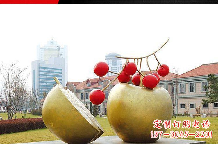 泉州公园不锈钢苹果樱桃雕塑