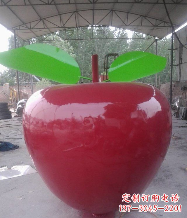 泉州黑凤凰不锈钢苹果景观雕塑